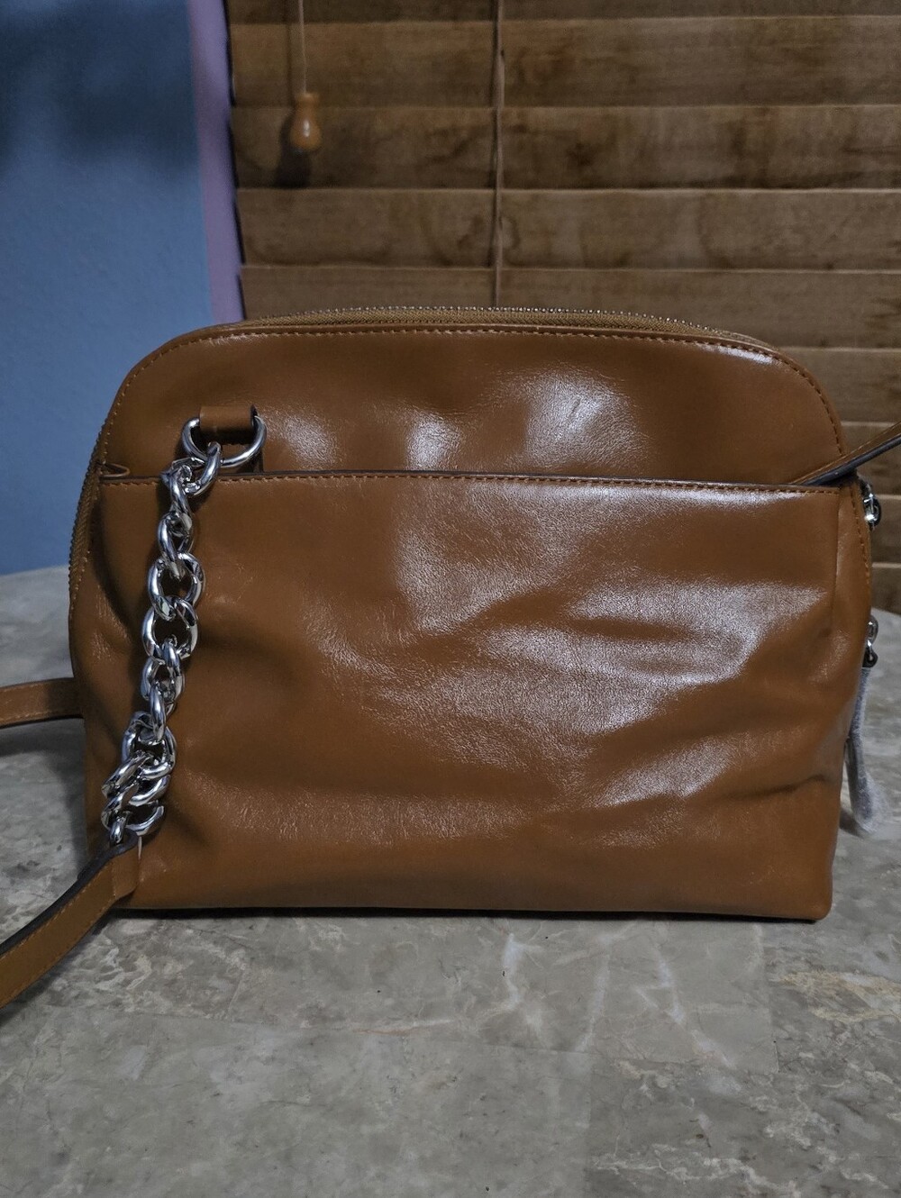 Lodis Rodeo Chain Izabelia Brown Italian Leather Crossbody Bag - Picture 12 of 16